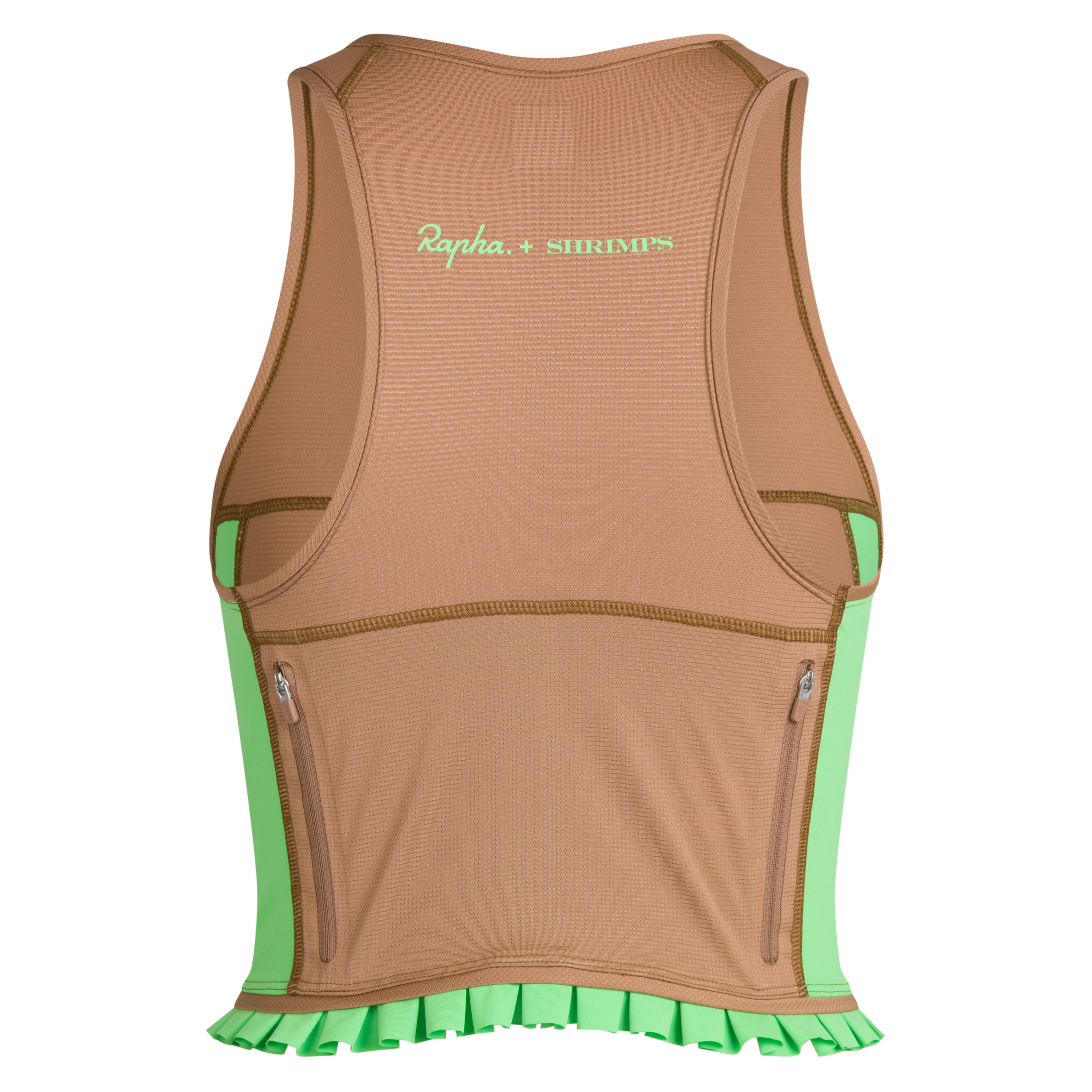 Rapha + Shrimps Cropped Zip Tank Woodsmoke/Summer Green