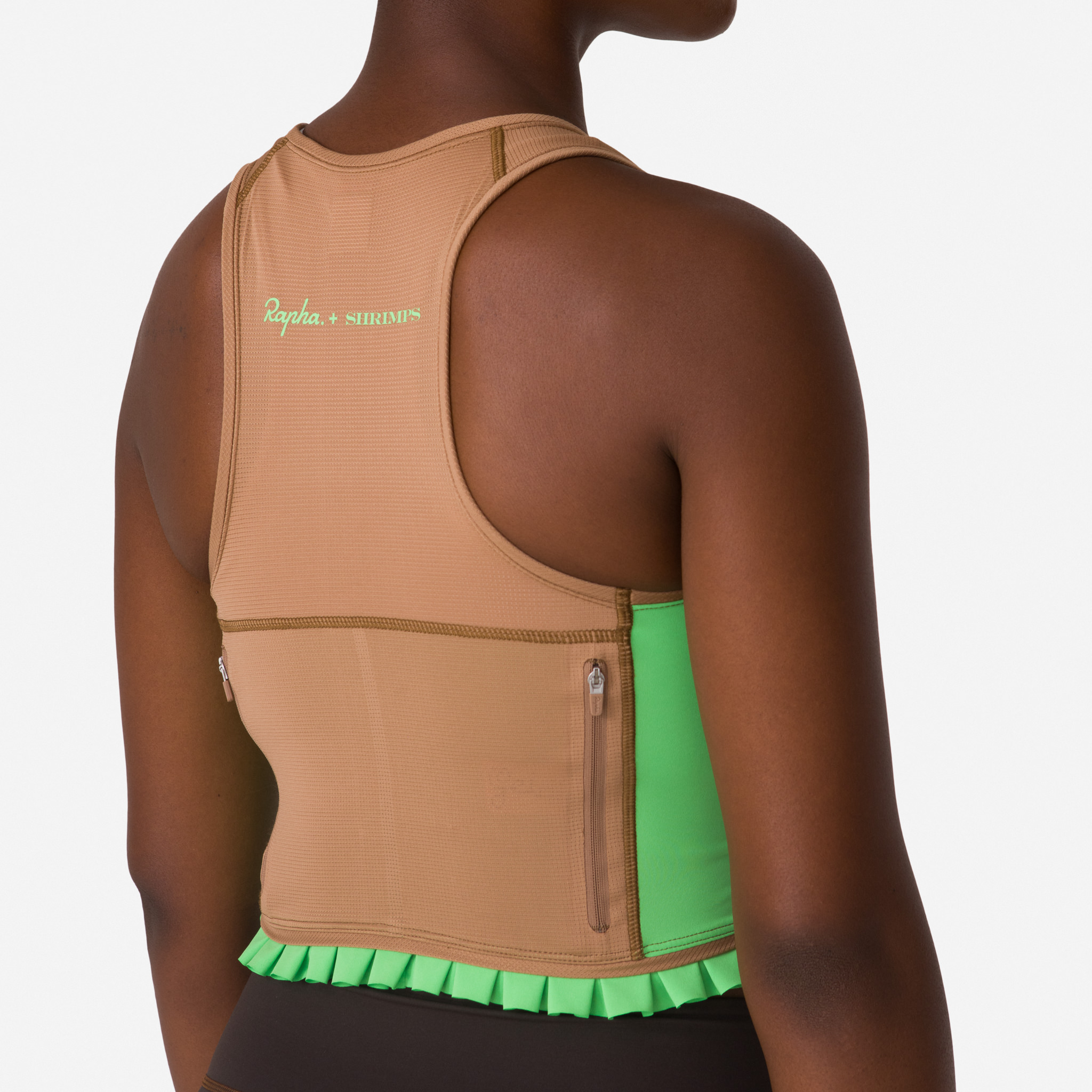1193-Rapha-Shrimps-Cropped-Zip-Tank-Woodsmoke-Summer-Green-6.jpg Rapha + Shrimps Cropped Zip Tank Woodsmoke/Summer Green