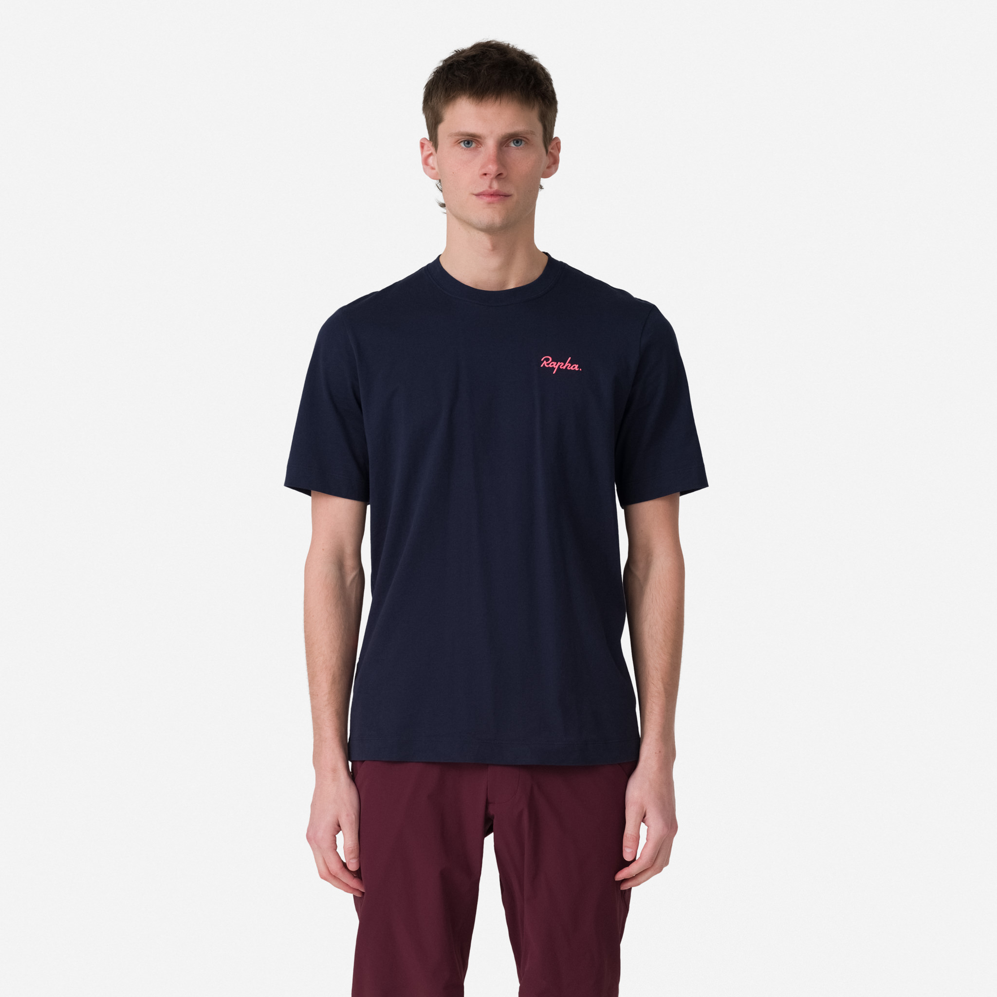 Men&apos;s Logo T-Shirt Dark Navy/Hi-Vis Pink