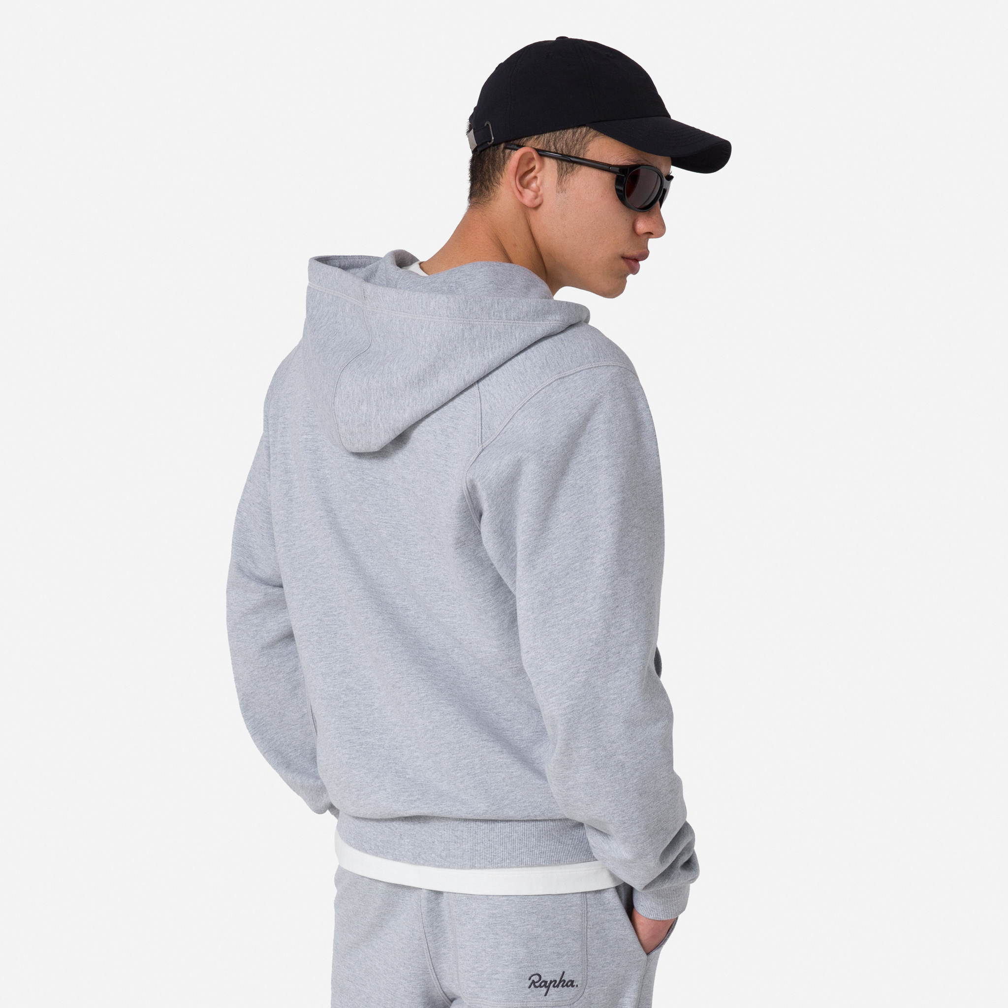Men&apos;s Cotton Zip Hoodie Light Grey Marl / Grey