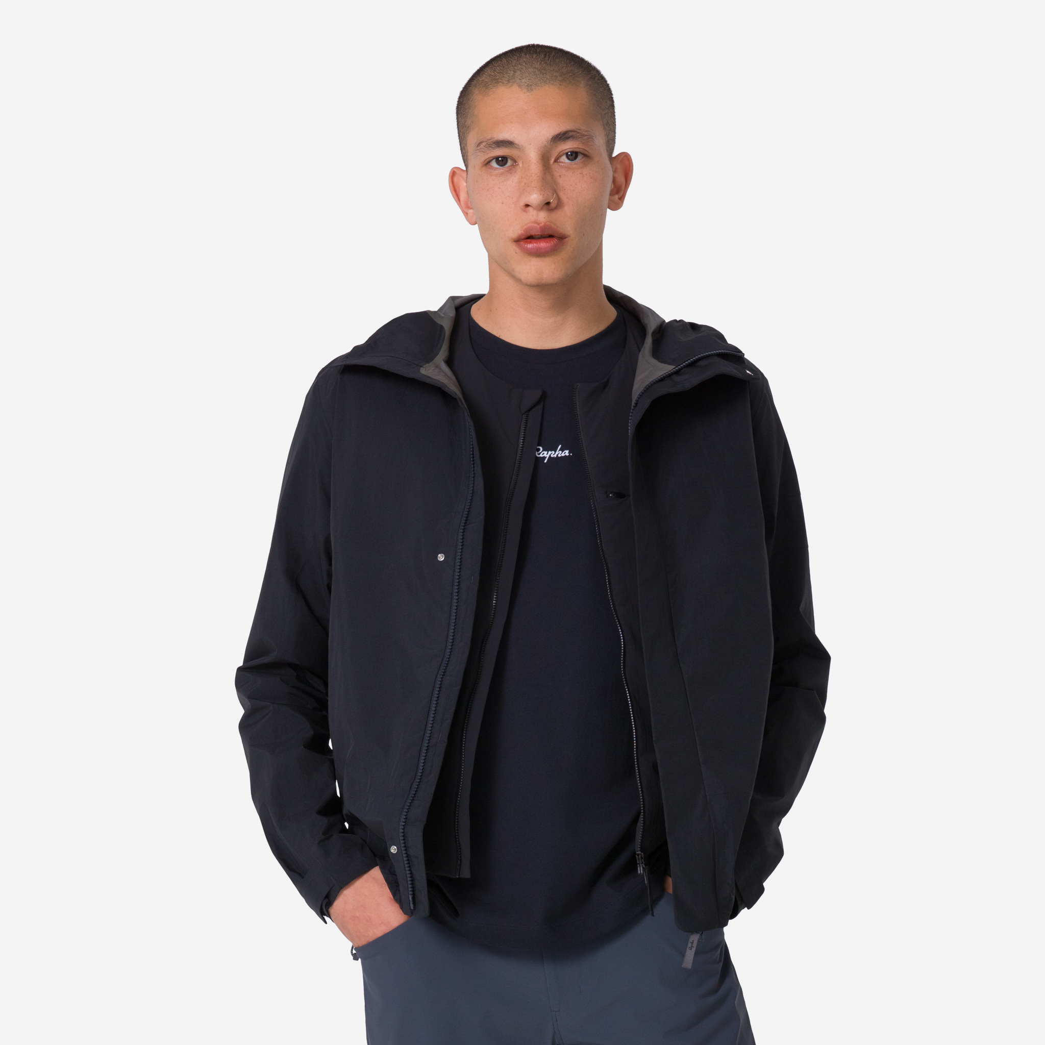 Men&apos;s Gore-Tex Hooded Rain Jacket Black/Carbon Grey