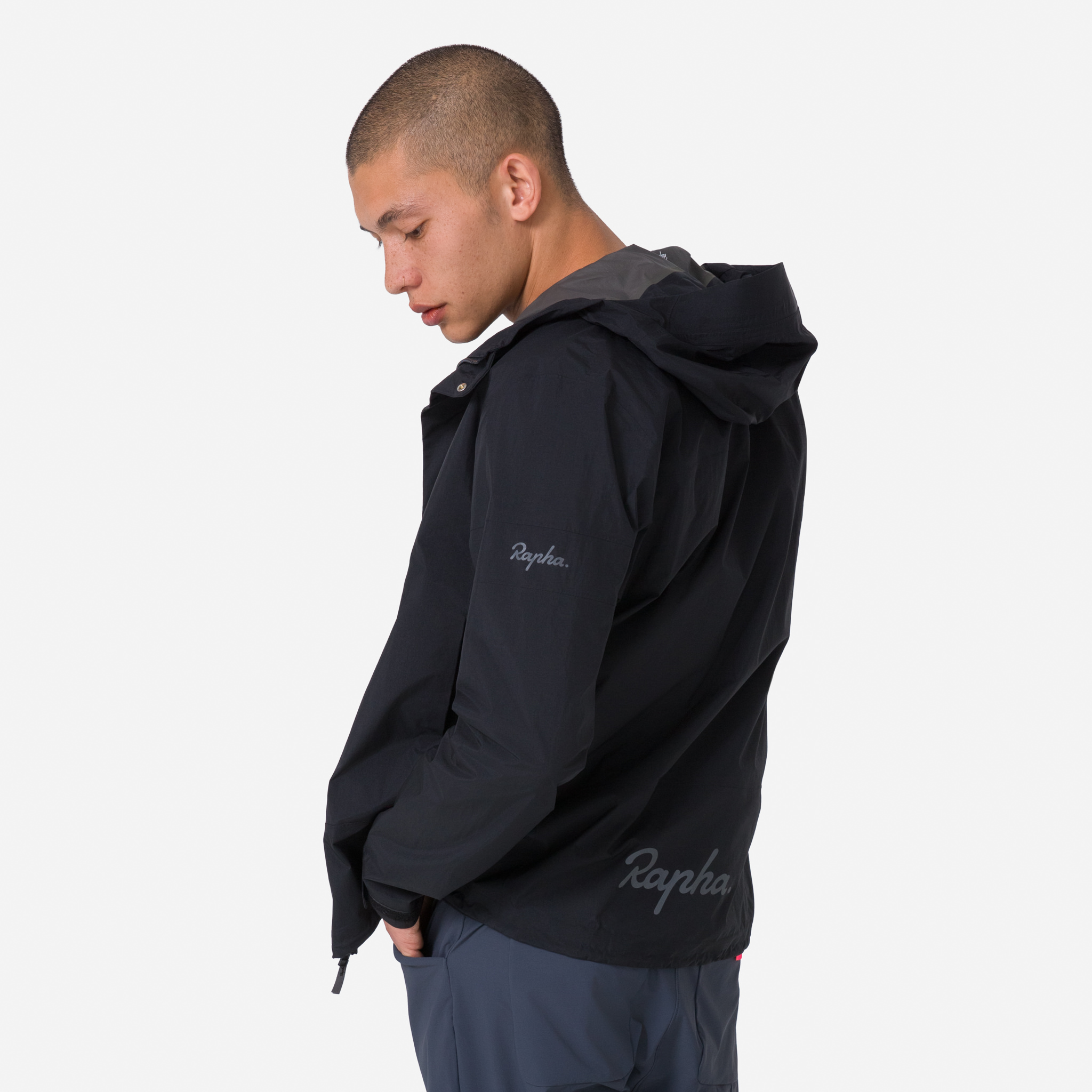 Men&apos;s Gore-Tex Hooded Rain Jacket Black/Carbon Grey