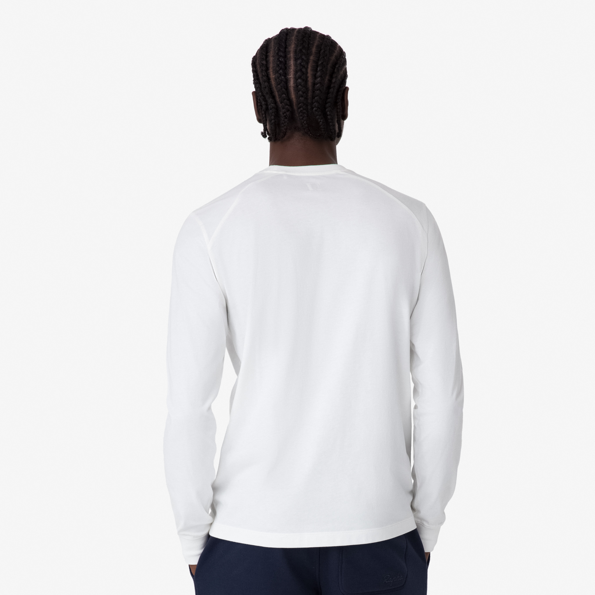 Men&apos;s Long Sleeve Cotton T-Shirt White/Light Grey